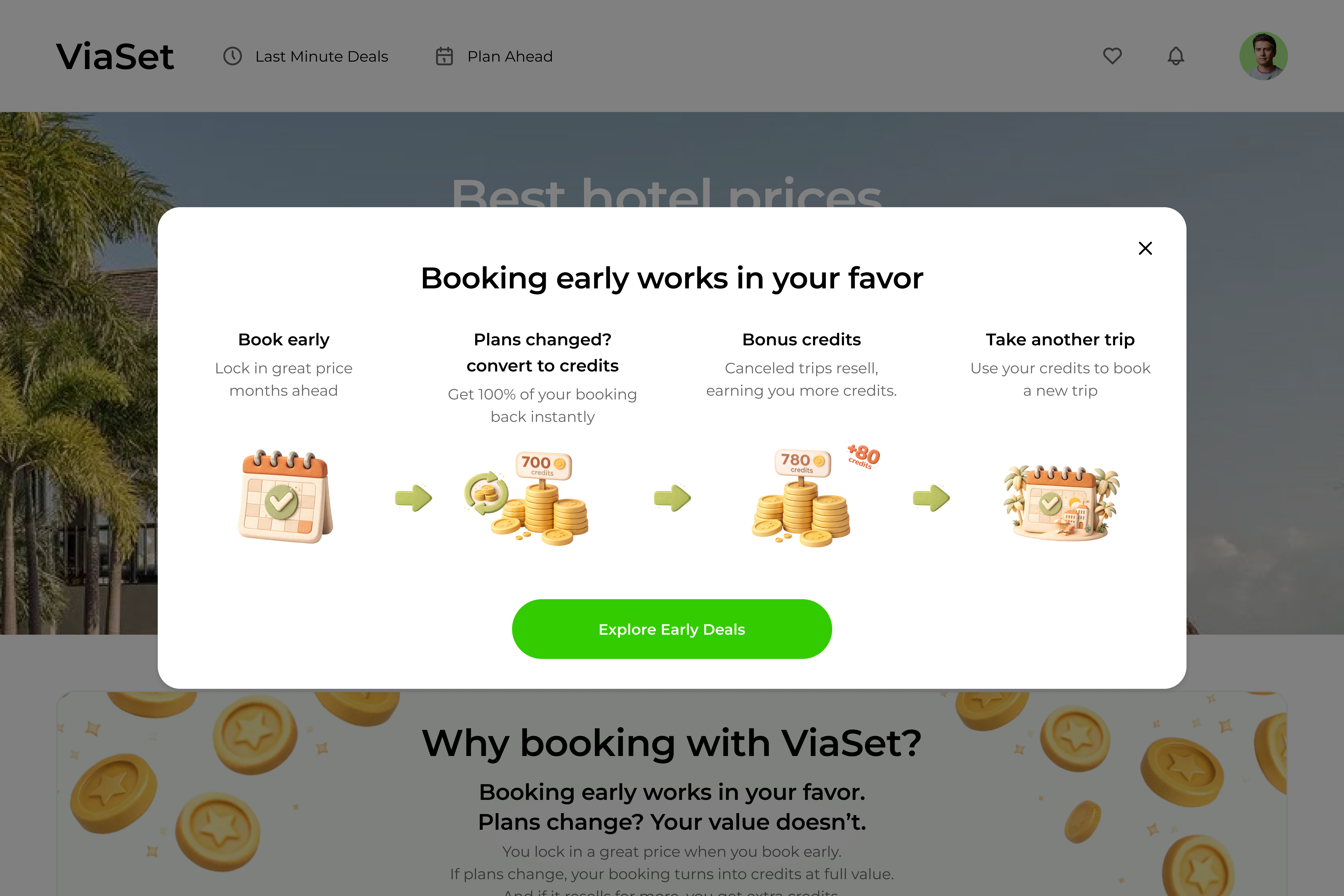 ViaSet — Why Book with ViaSet modal